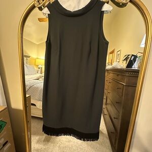 Ann Taylor Factory Black Fringe Hem Mini Dress